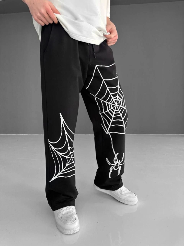 İki İplik Kumaş Örümcek Baskılı Esofman