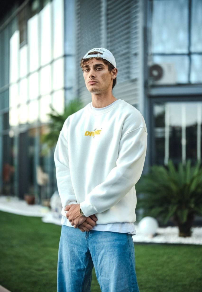 Kışlık Bisiklet Yaka Baskılı SweatShirt