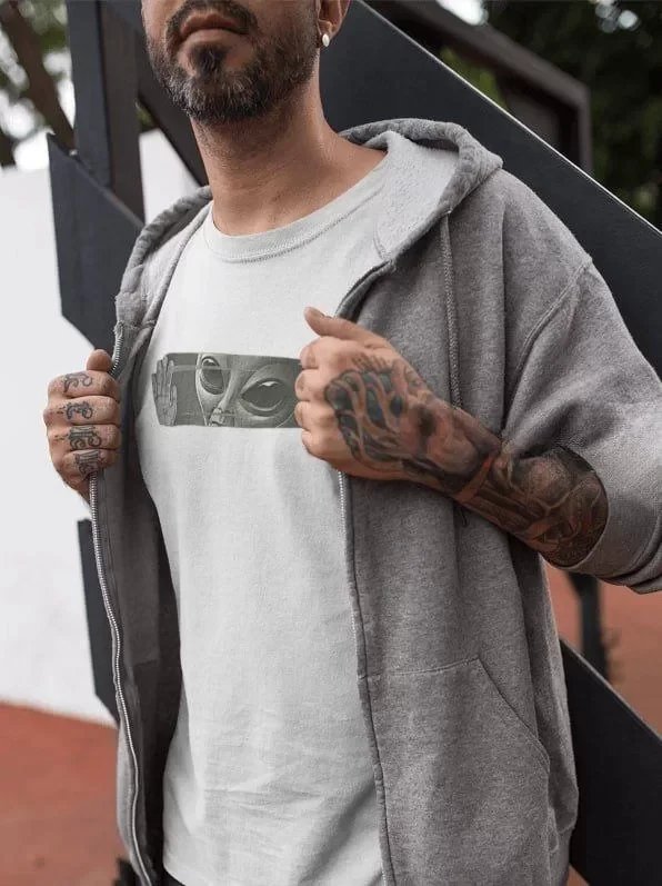 Unisex Bisiklet Yaka Baskılı Oversize T-Shirt