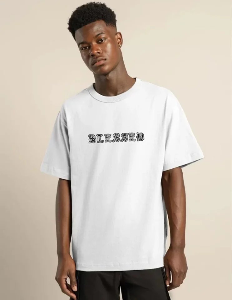 Unisex Bisiklet Yaka Oversize Baskılı T-Shirt
