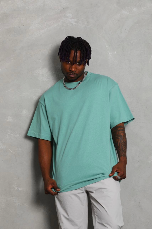 Unisex Oversize Düz Bisiklet Yaka T-Shirt