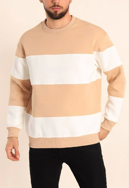 Parçalı Bisiklet Yaka Baskılı SweatShirt