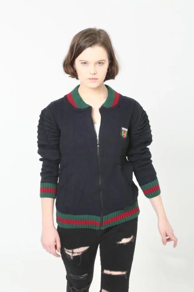 Tam Fermuarlı Triko Hırka