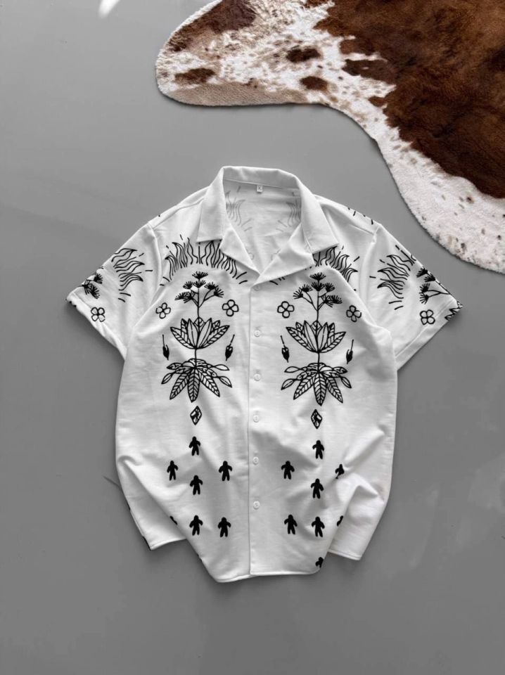 İki İplik Kumaş Baskılı Gömlek