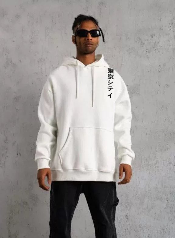 Unisex Kapşonlu Uzun Kol Baskılı Sweetshirt