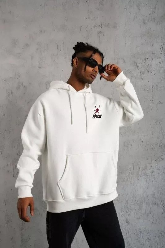 Unisex Kapşonlu Baskılı Sweetshirt