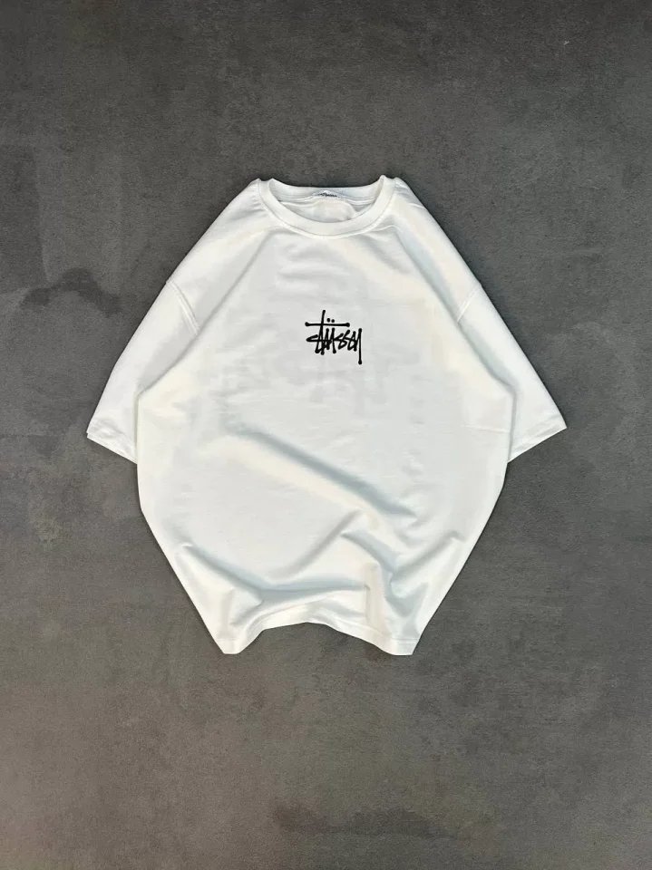 Unisex Bisiklet Yaka Baskılı Oversize T-Shirt