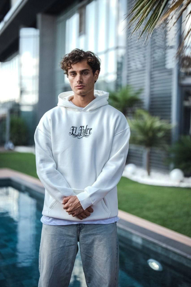 Üç İplik Penye Kapşonlu Baskılı SweatShirt