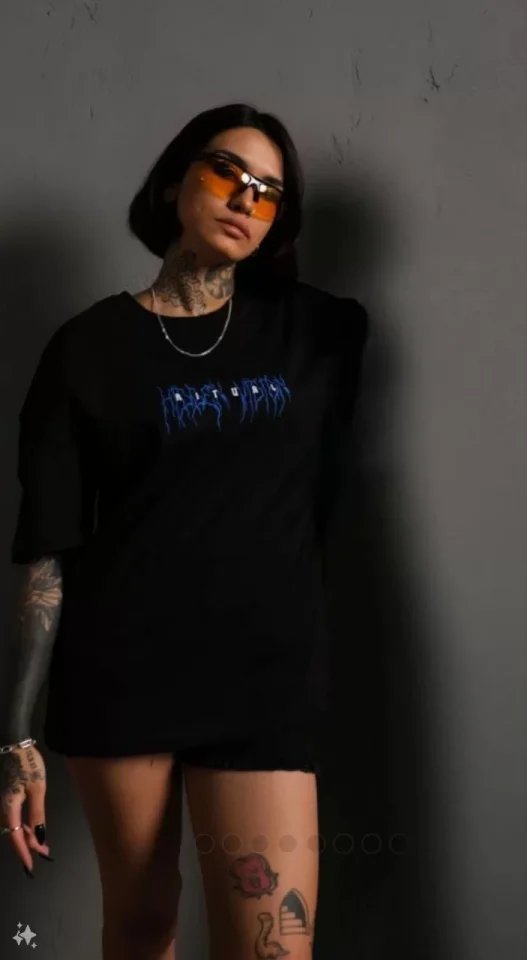 Unisex Bisiklet Yaka Baskılı Oversize T-Shirt