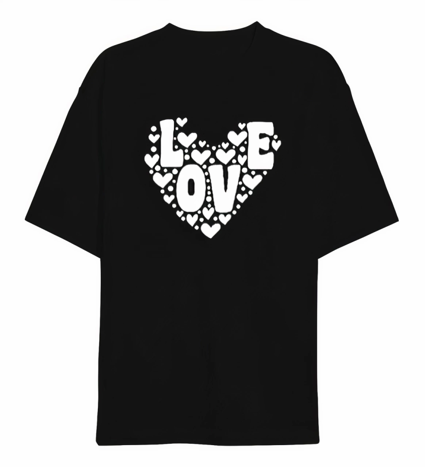 Sevgililer Günü İçin Özel Tasarım Love Kalp Baskılı T-shirt