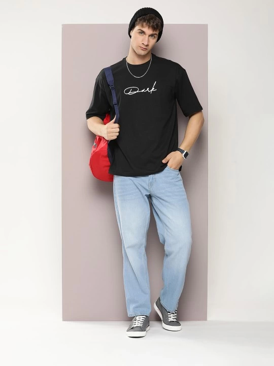 Erkek Baskılı Oversize T-shirt