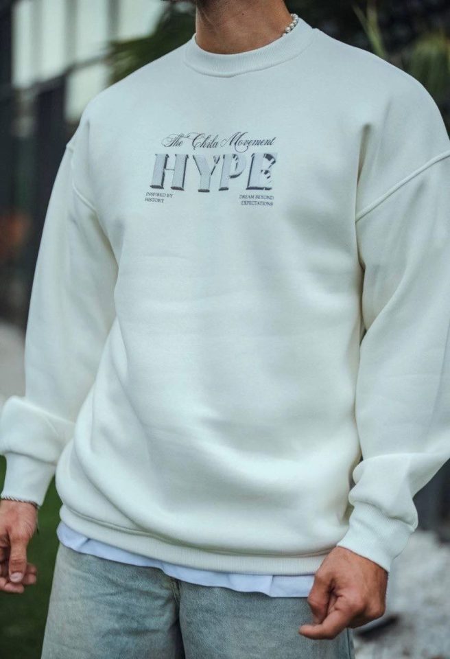 Üç İplik Bisiklet Yaka Baskılı SweatShirt