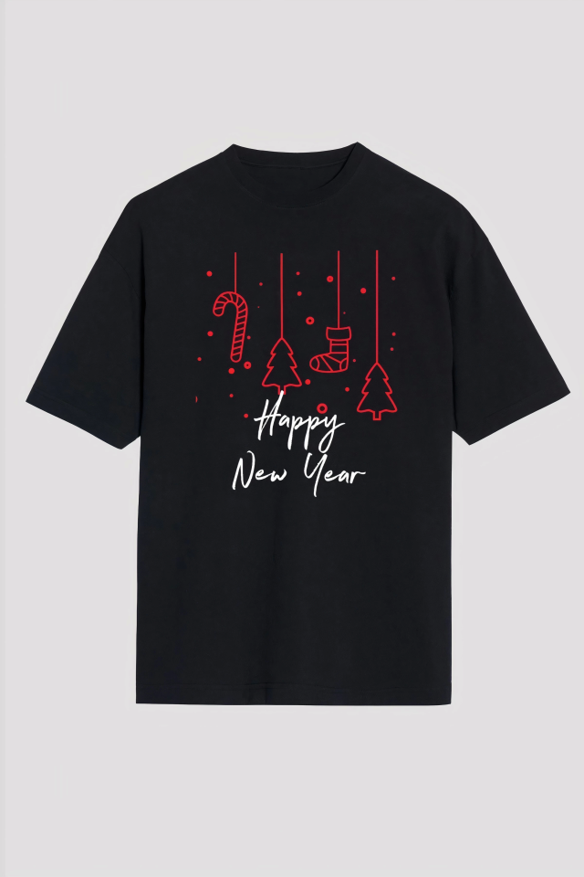 Happy New Year Baskılı T-shirt