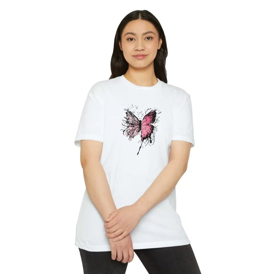 Unisex Bisiklet Yaka Baskılı T-Shirt