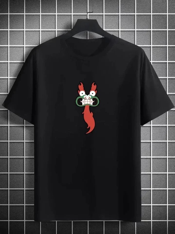 Unisex Bisiklet Yaka Baskılı Oversize T-Shirt