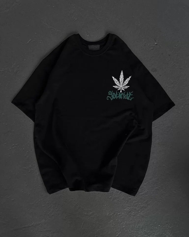 Unisex Bisiklet Yaka Baskılı Oversize T-Shirt