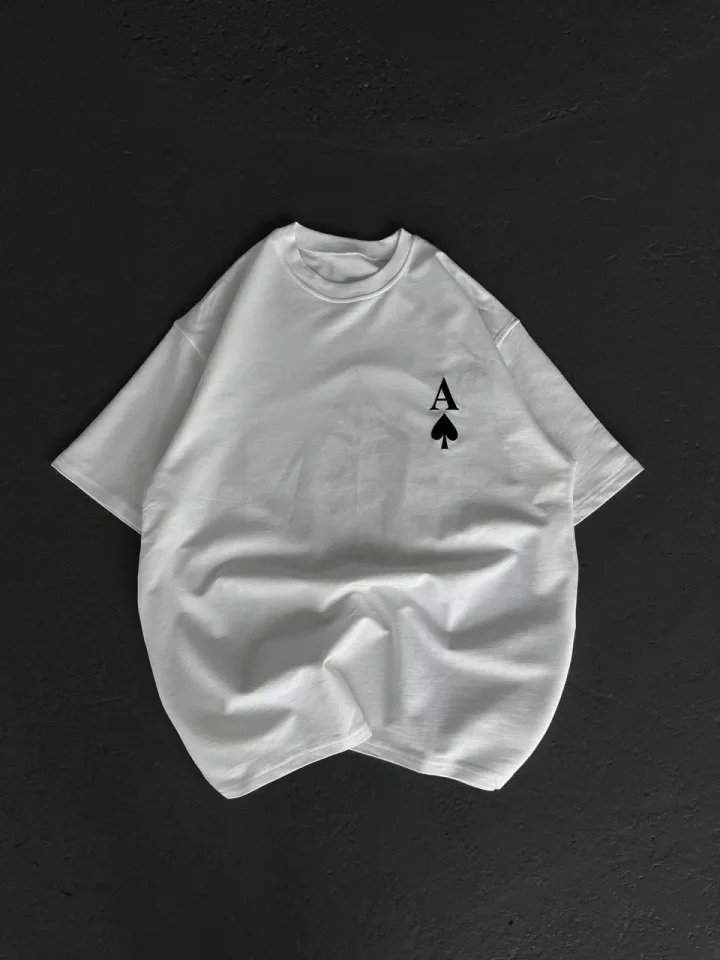 Unisex Bisiklet Yaka Baskılı Oversize T-Shirt