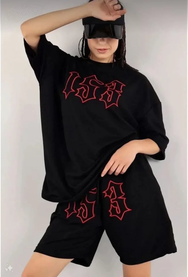 Unisex Nakış İşlemeli Şort Takım