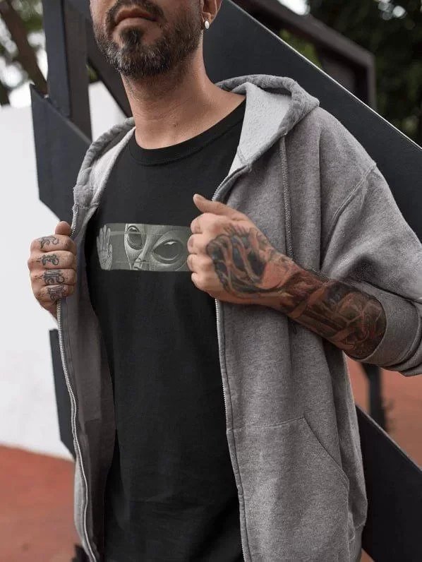 Unisex Bisiklet Yaka Baskılı Oversize T-Shirt