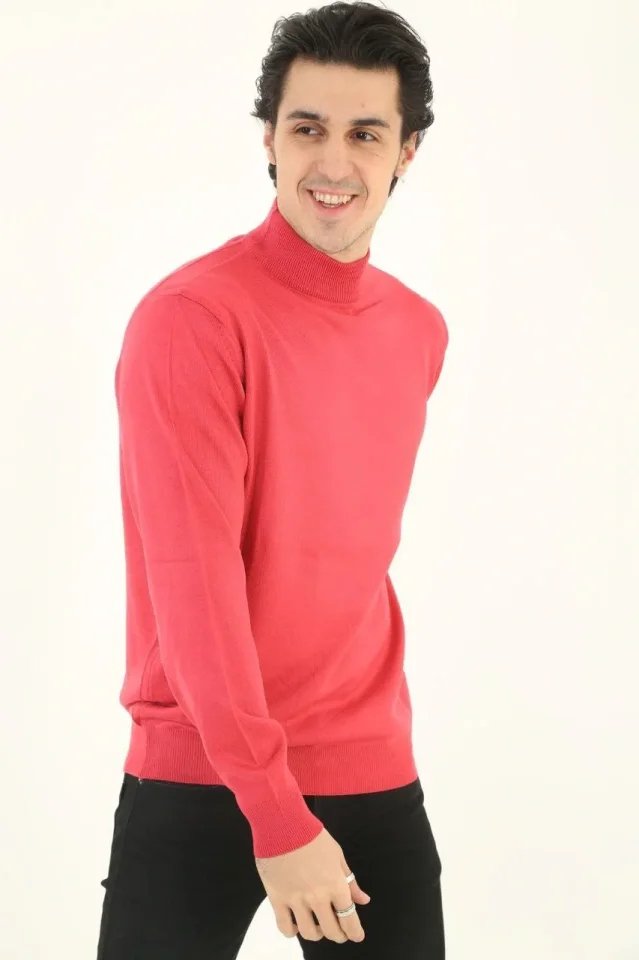 Erkek Yarım Boğaz Triko Kazak Yumuşak Dokulu Pamuklu Ince Dokuma, Uzun Kollu Rahat Regular Kalıp