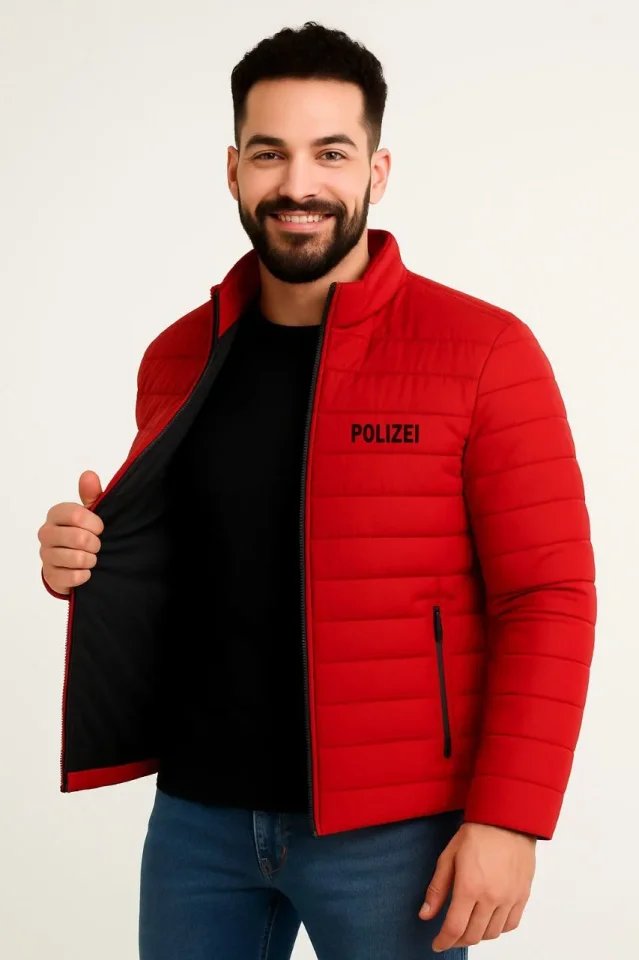 Erkek Mikro Su İtici Kapitone Baskılı Astarlı Fermuarlı Bomber Mont