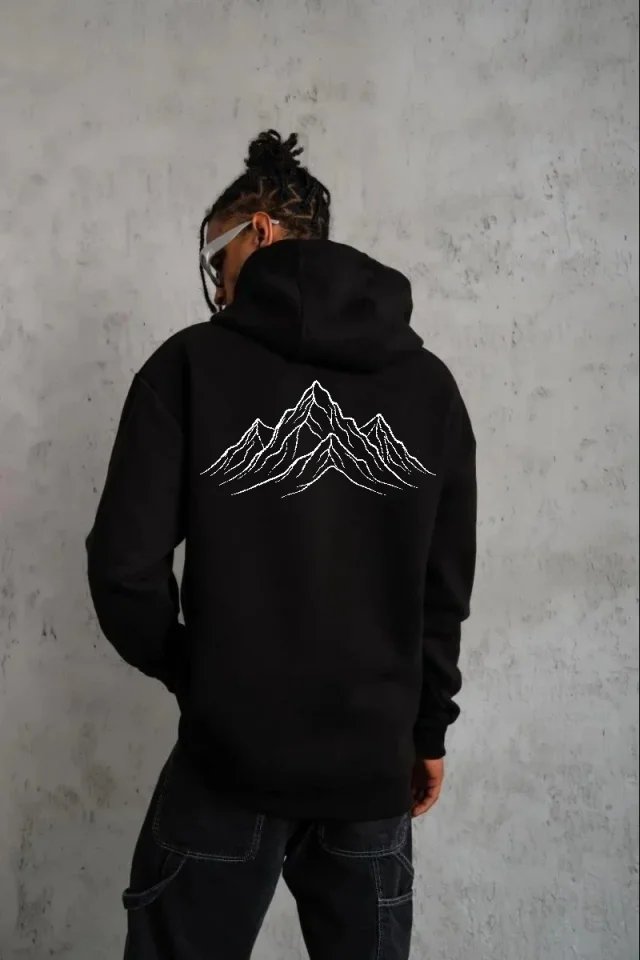 Erkek Nihilist Penguen Özel Tasarım Oversize Kapüşonlu Sweatshirt