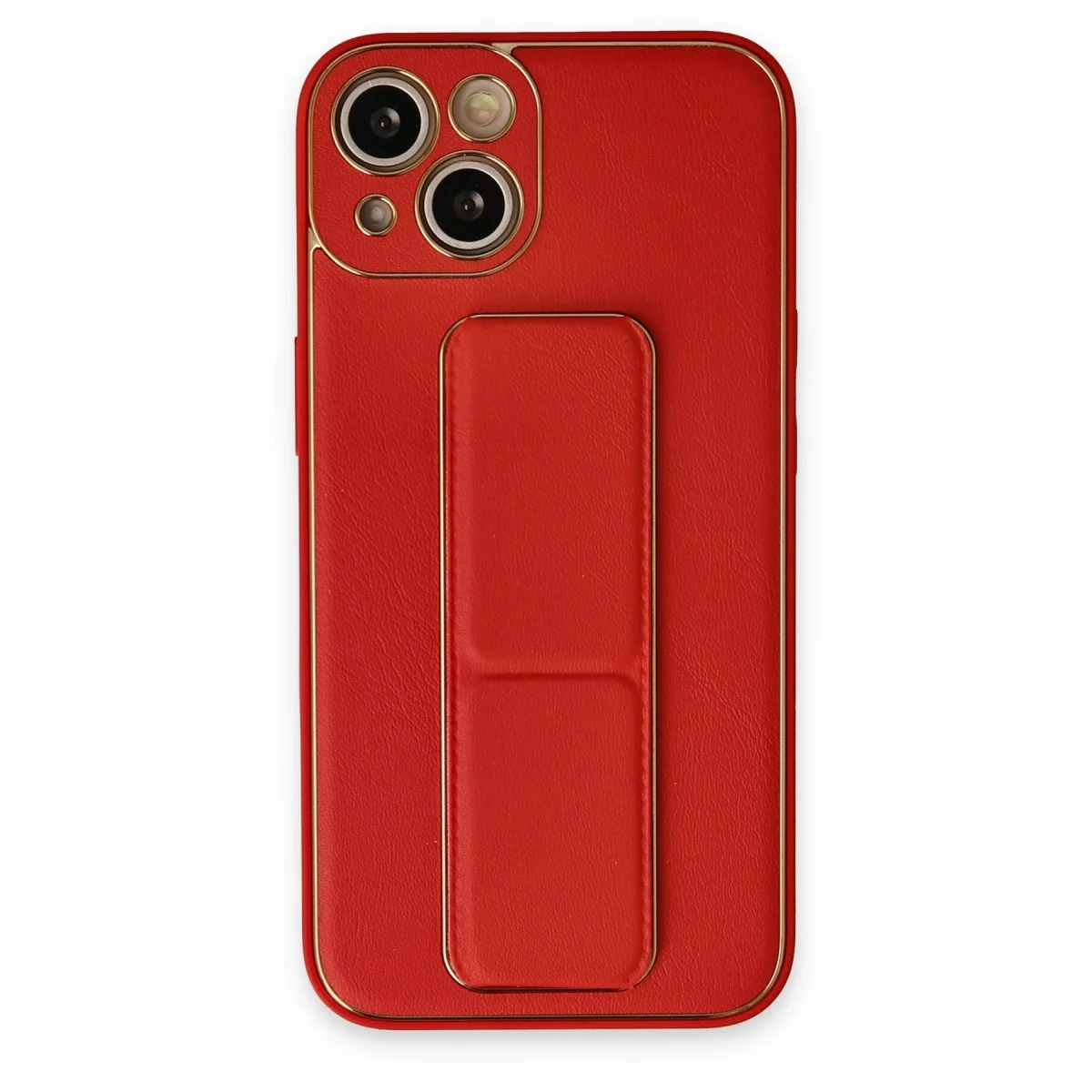 İphone 14 Kılıf Coco Deri Standlı Kapak - Kırmızı