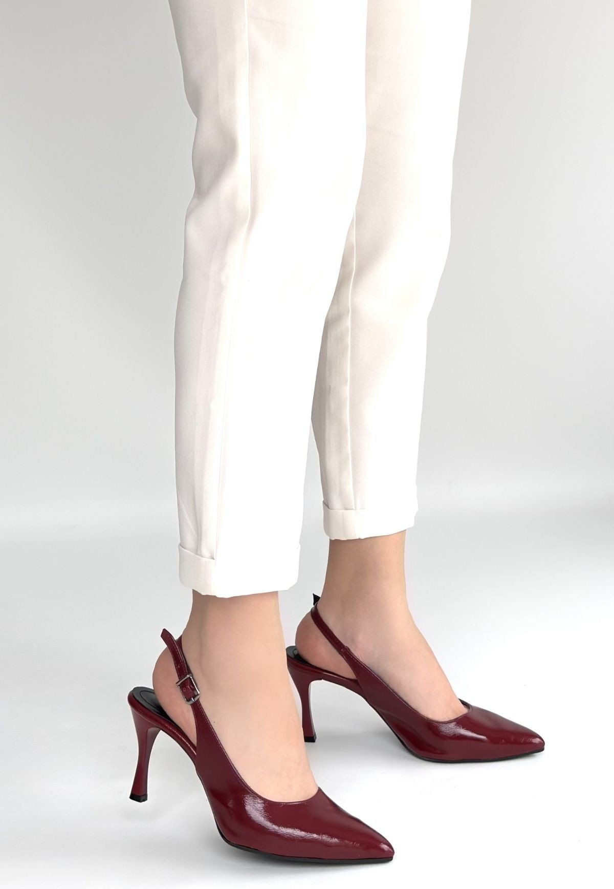 Uster Bordo Rugan Topuklu Ayakkabı