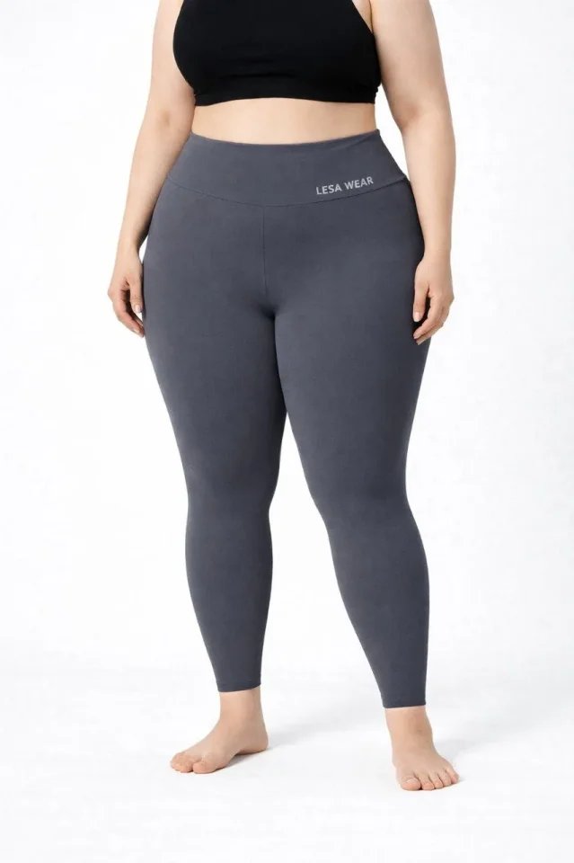 Yüksek Bel Toparlayıcı Likralı Dalgıç Spor Tayt  Esnek Battal Büyük Beden