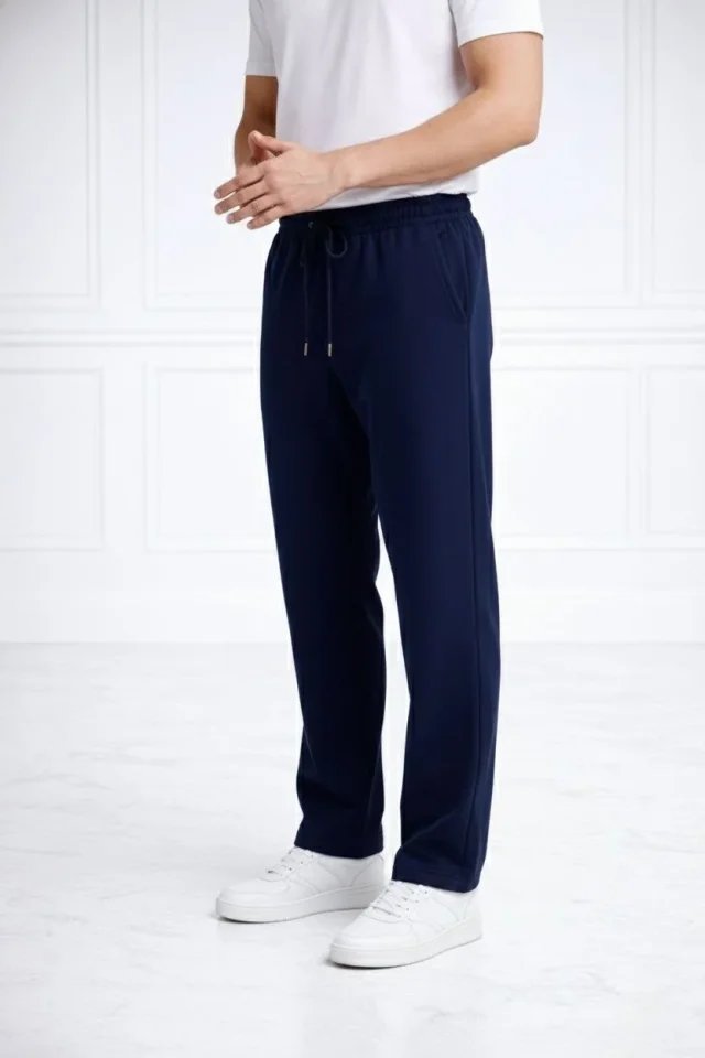 Erkek Düz Paça Beli Lastikli İpli Günlük Spor Eşofman Altı Rahat Fit