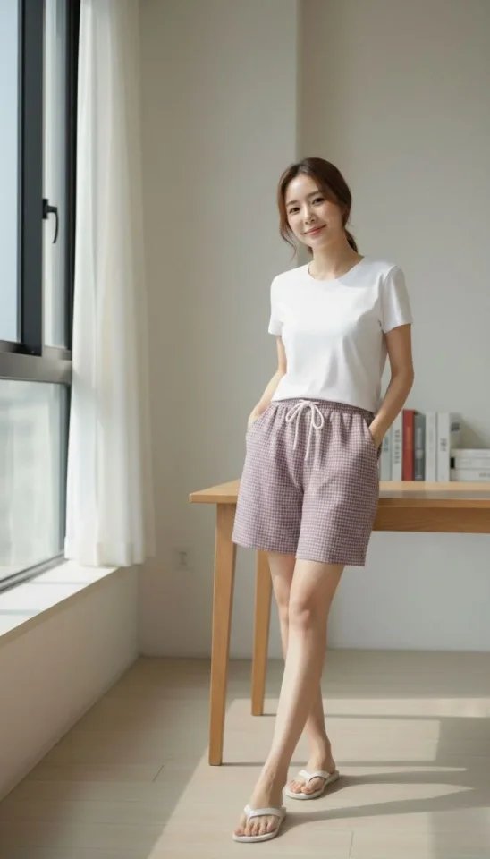 Pötikareli Şort – Beli Lastikli Bağcıklı, Cepli, Rahat Kesim Günlük Yazlık Şort