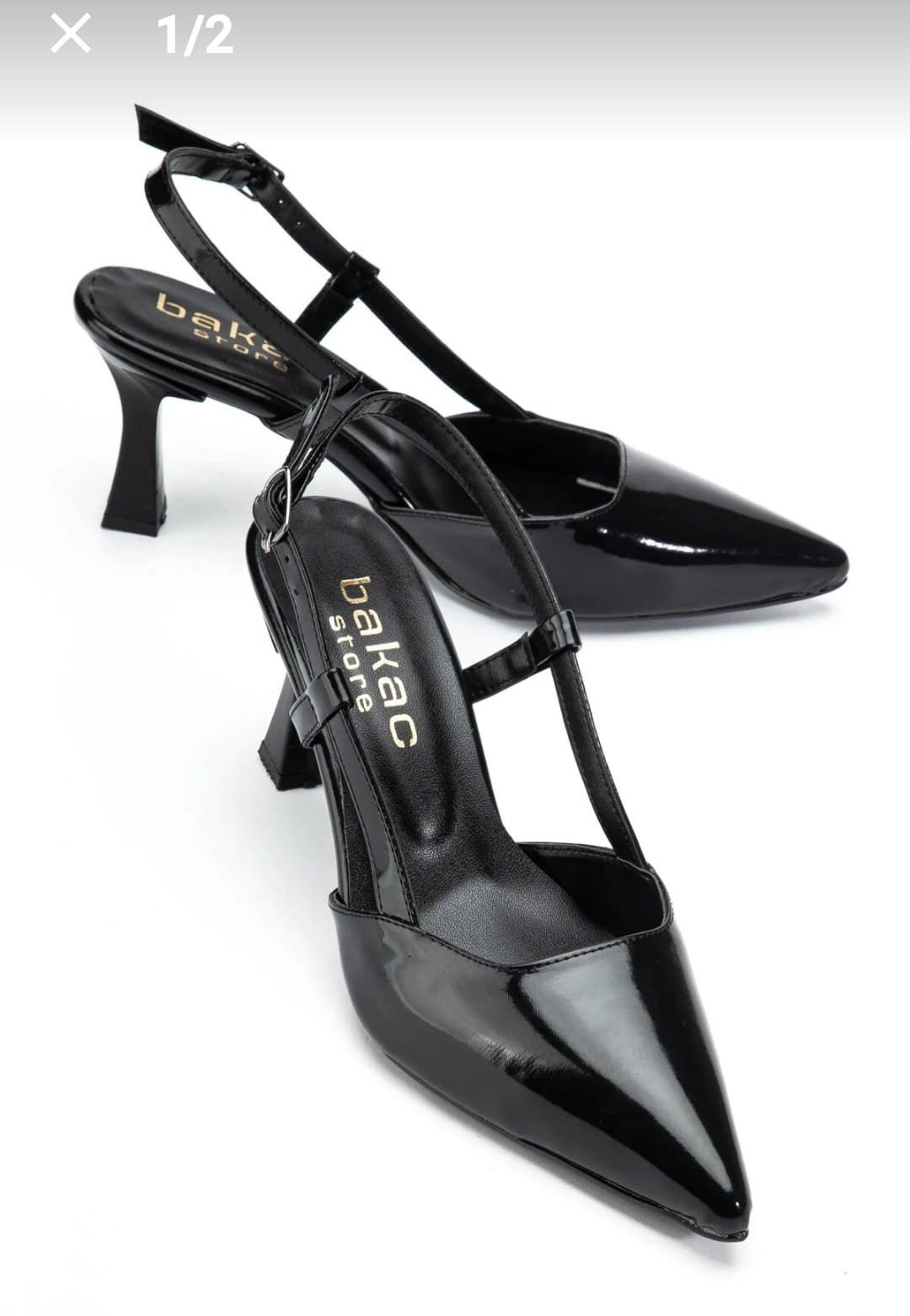 Hoost Siyah Rugan Topuklu Ayakkabı