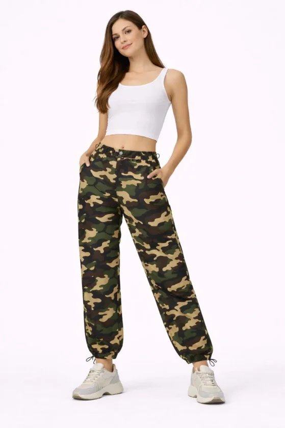 Paraşüt Kumaş Pantolon Bel Ve Paça Ayarlanabilir Lastikli Spor Pantolon