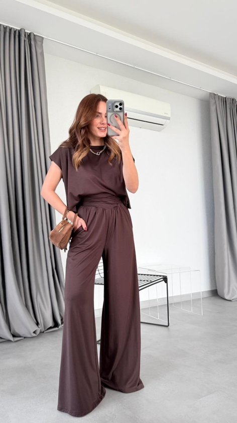 Kadın Drapeli Korse Detay Modal Kumaş Ikili Takim