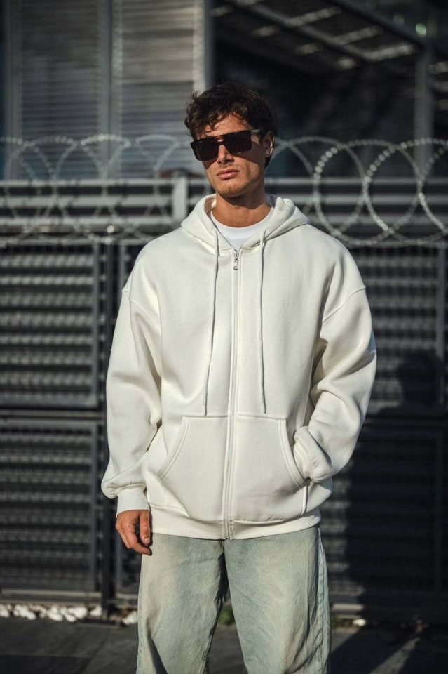 Oversize Tam Fermuarlı Uzun Kol Hırka