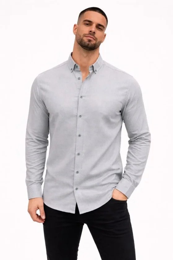 Erkek KETEN Kumaş Oversize Uzun Kollu Rahat Kalıp Gömlek