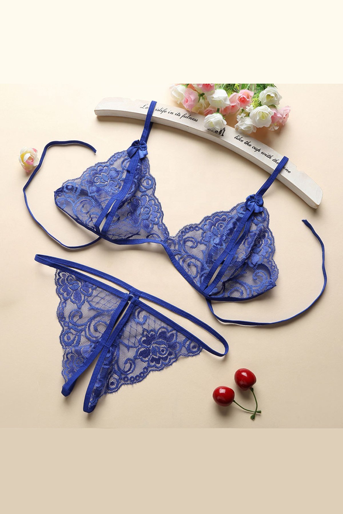 Kadın Mavi Dantelli Sütyen Külot Takımı