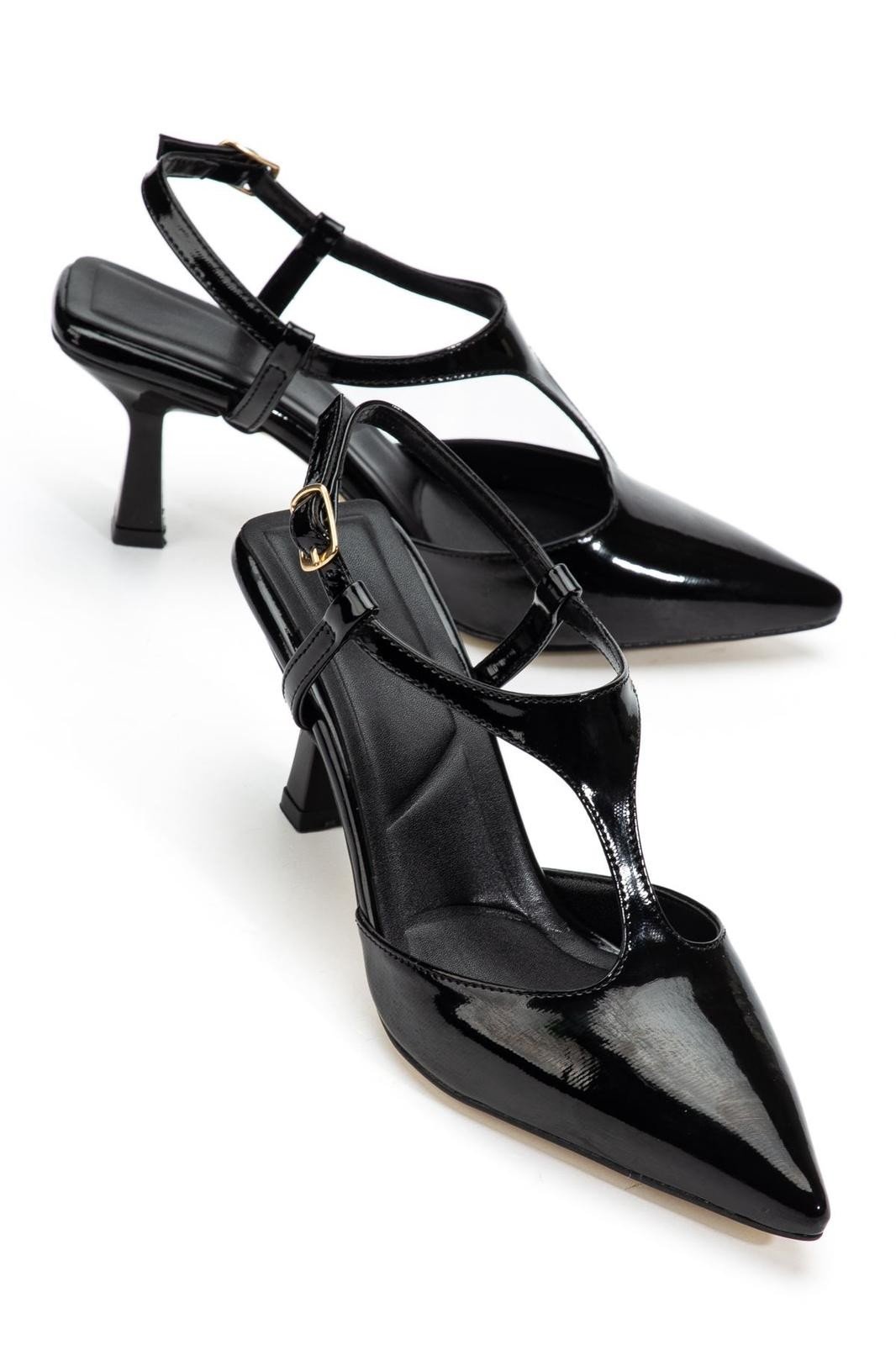 Tula Siyah Rugan Topuklu Ayakkabı