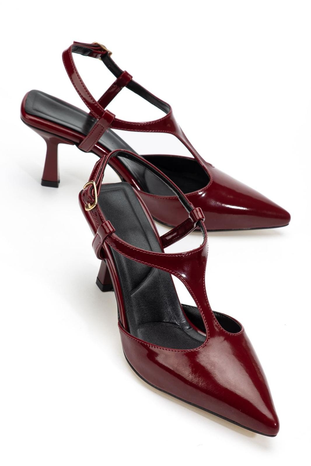 Tula Bordo Rugan Topuklu Ayakkabı