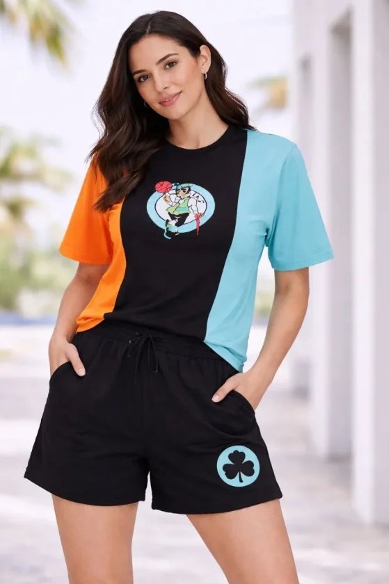 Nakışlı Tişört Şort İkili Takım Oversize Yazlık Kombin