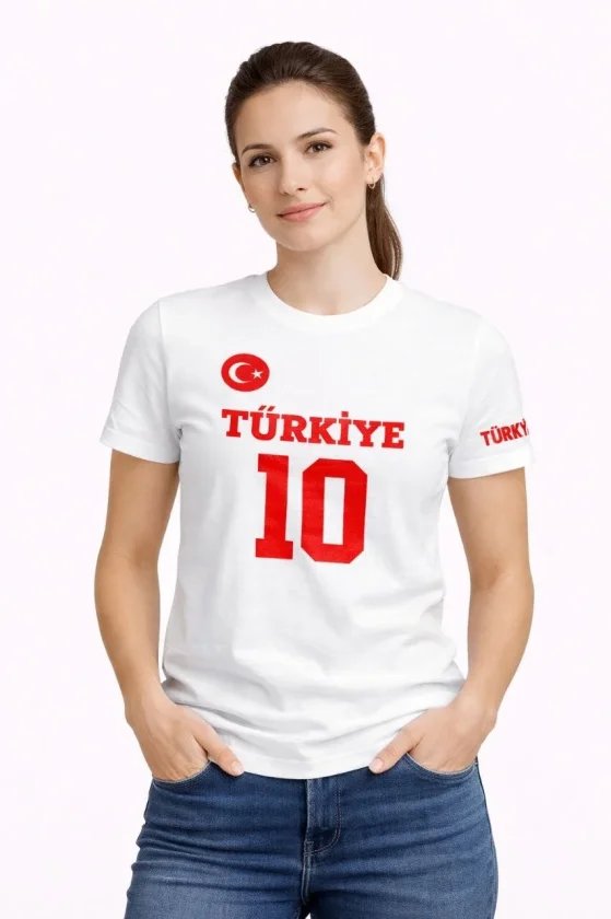 TÜRKİYE Ay Yıldız Baskılı 10 Numara Forma Tişört Taraftar T-Shirt