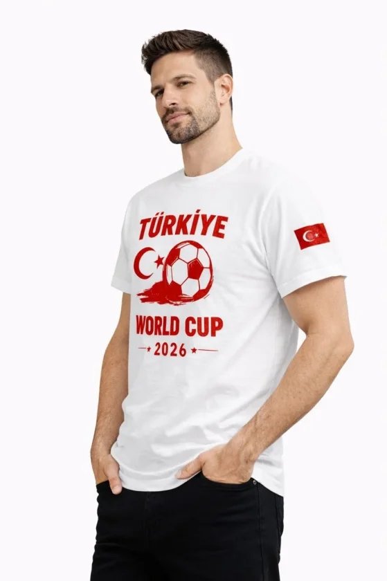 Erkek Türkiye World Cup 2026 Baskılı Tişört Futbol Temalı Forma T-Shirt
