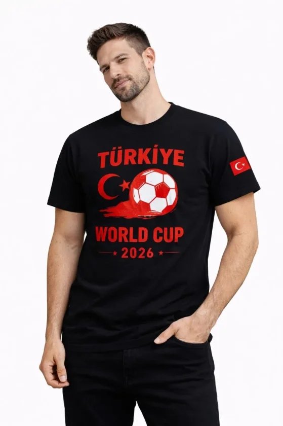 Erkek Türkiye World Cup 2026 Baskılı Tişört Futbol Temalı Forma T-Shirt