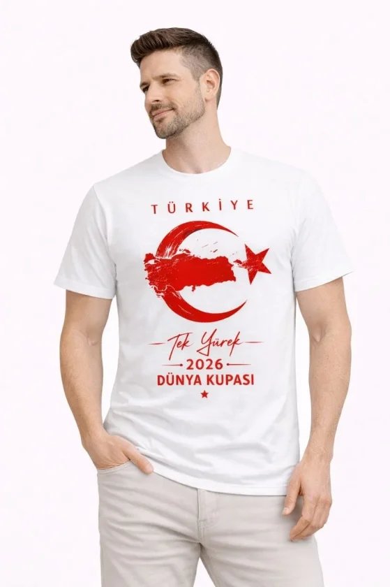 Erkek TÜRKİYE Ay Yıldız Baskılı Taraftar Forma T-Shirt