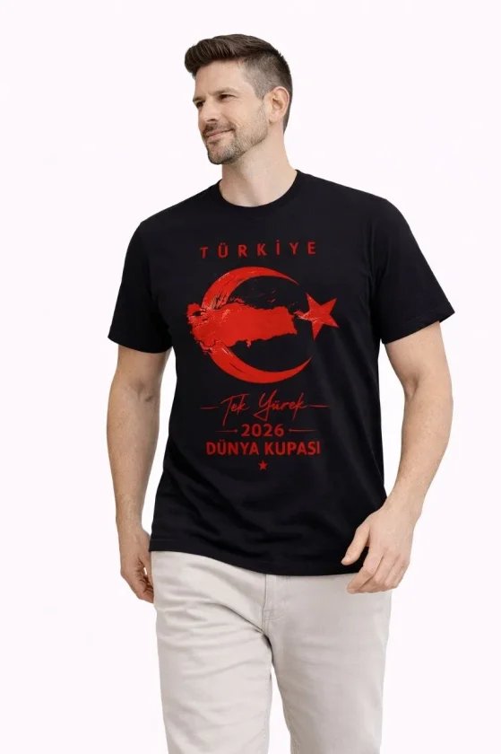 Erkek TÜRKİYE Ay Yıldız Baskılı Taraftar Forma T-Shirt