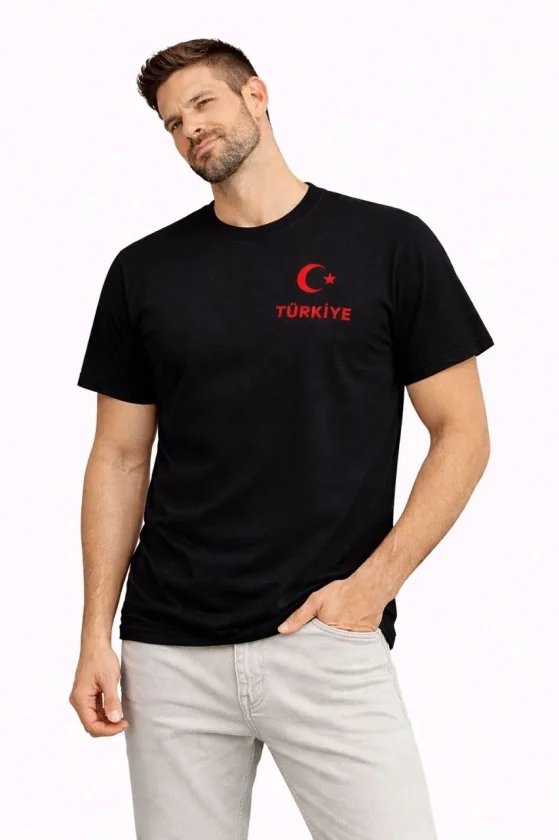 Erkek TÜRKİYE Ay Yıldız Baskılı Taraftar Forma T-Shirt