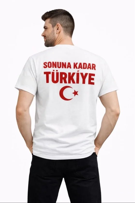 Erkek TÜRKİYE Ay Yıldız Baskılı Taraftar Forma T-Shirt