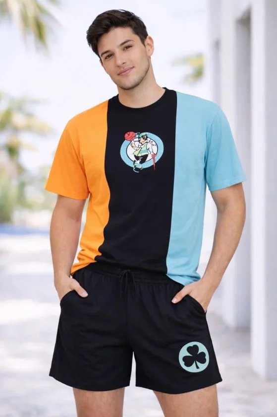 Erkek Nakışlı Tişört Şort İkili Takım Oversize Yazlık Kombin