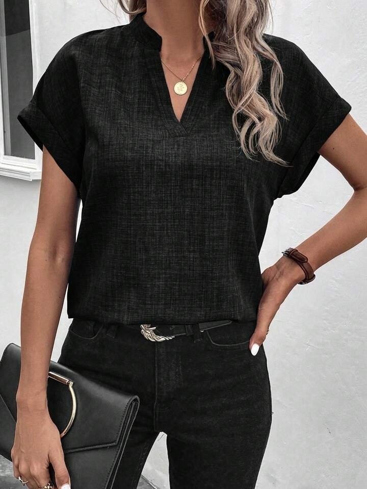 Kadın Kısa Kollu Hakim Yaka Sofya Bluz