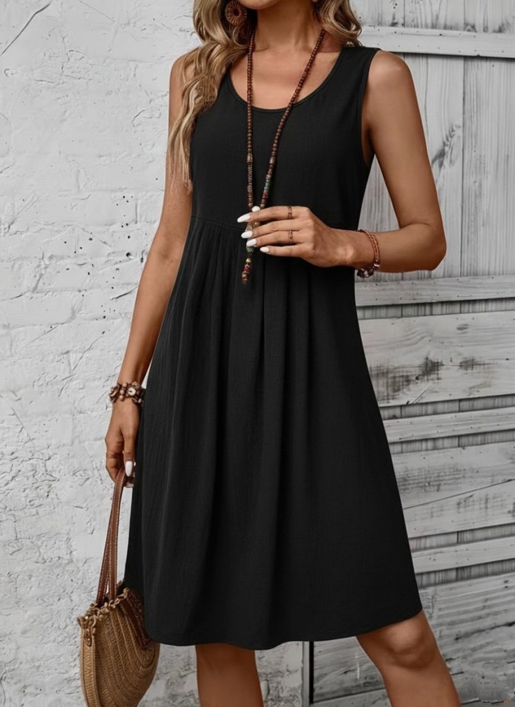 Kadın Askılı Yuvarlak Yakalı önden Pileli Kısa Aerobin Elbise